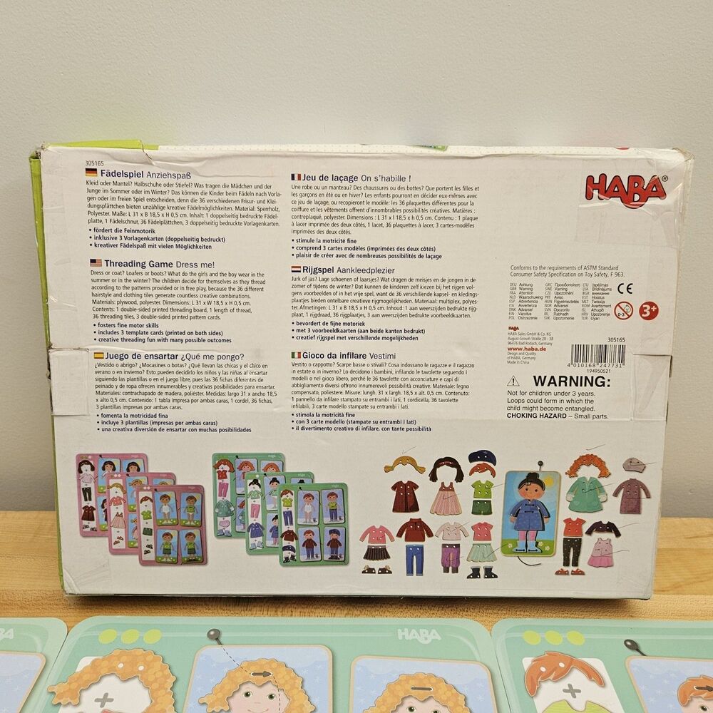 Dress Me Threading Game by HABA Lacing Toddler String Fine Motor Game - Picture 3 of 8